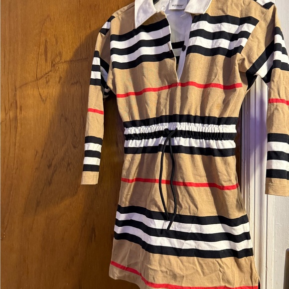 Burberry Other - Burberry Black, White, and Tan Striped Kids Dress